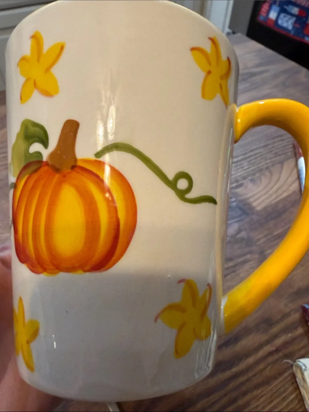Temptations Yellow & Cream Pumpkin 3-Piece Coffee Mug Set